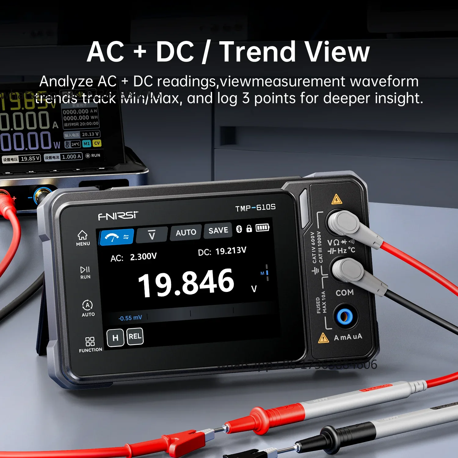 Fnirsi Digital Oscilloscope Handheld - Multimètre numérique FNIRSI TMP-610S, 60000 points,