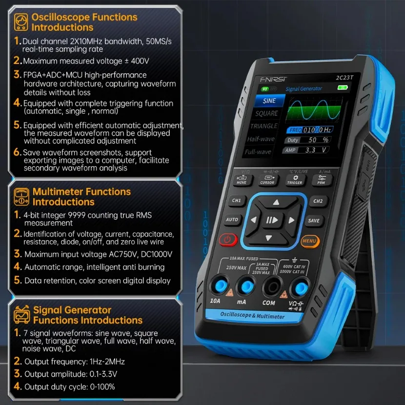 FNIRSI 2C23T : oscilloscope nu - Fnirsi Digital Oscilloscope Handheld avis et prix